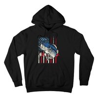 Bass Fish US American Flag Patriotic Fishing Fisherman Gift Hoodie