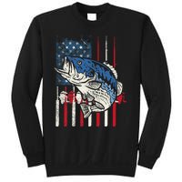 Bass Fish US American Flag Patriotic Fishing Fisherman Gift Sweatshirt