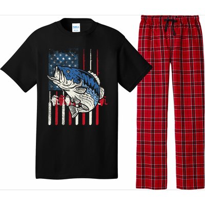 Bass Fish US American Flag Patriotic Fishing Fisherman Gift Pajama Set