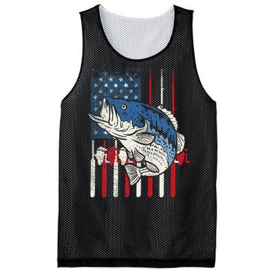 Bass Fish US American Flag Patriotic Fishing Fisherman Gift Mesh Reversible Basketball Jersey Tank