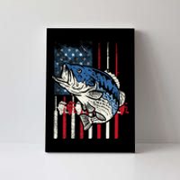 Bass Fish US American Flag Patriotic Fishing Fisherman Gift Canvas