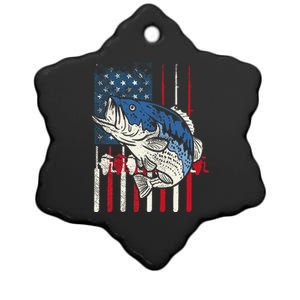 Bass Fish US American Flag Patriotic Fishing Fisherman Gift Ceramic Star Ornament