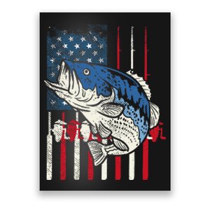 Bass Fish US American Flag Patriotic Fishing Fisherman Gift Poster