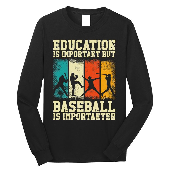 Baseball Fan Vintage Retro Education Is Important But Long Sleeve Shirt