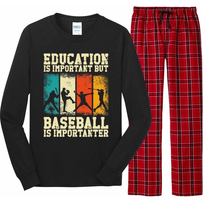 Baseball Fan Vintage Retro Education Is Important But Long Sleeve Pajama Set