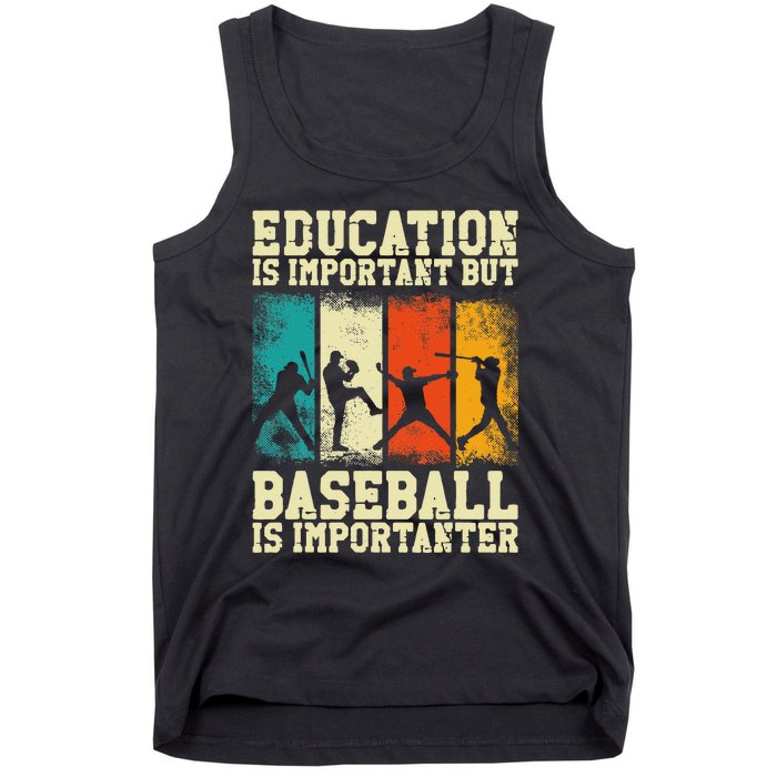 Baseball Fan Vintage Retro Education Is Important But Tank Top