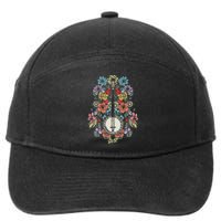 Banjo Flowers Vintage Stringed Bluegrass Folk Floral Design 7-Panel Snapback Hat