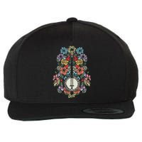 Banjo Flowers Vintage Stringed Bluegrass Folk Floral Design Wool Snapback Cap