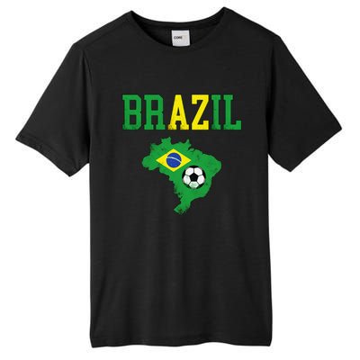 Brazil Flag Vintage Brazilian Soccer Fan Futebol Tall Fusion ChromaSoft Performance T-Shirt