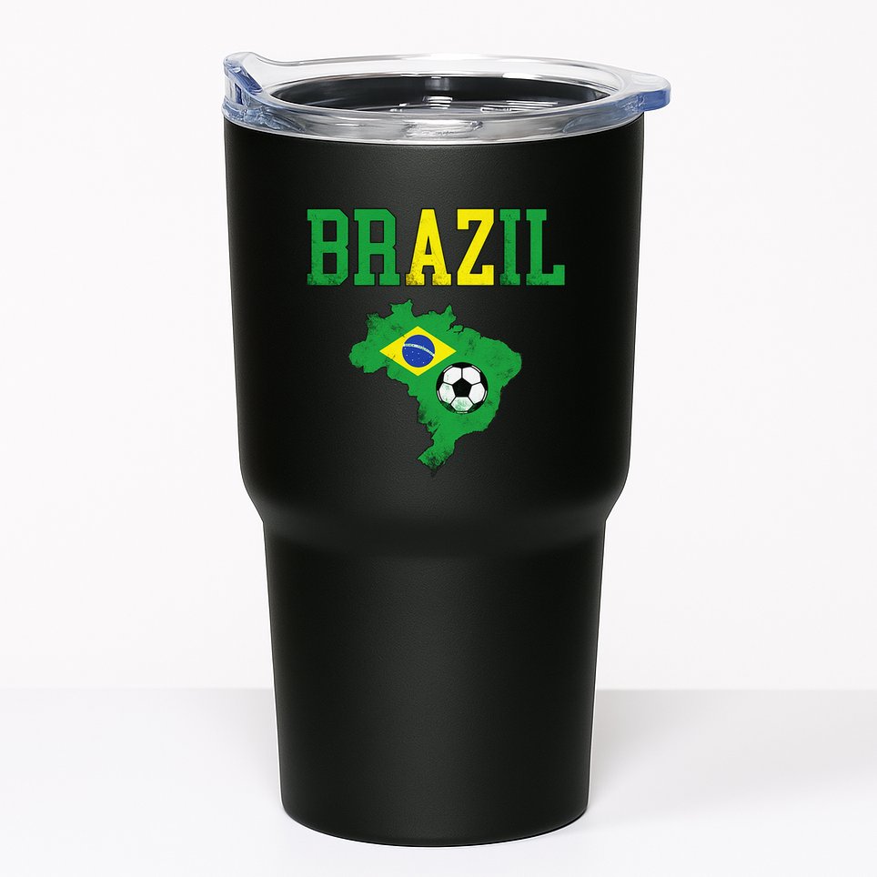 Brazil Flag Vintage Brazilian Soccer Fan Futebol Tumbler