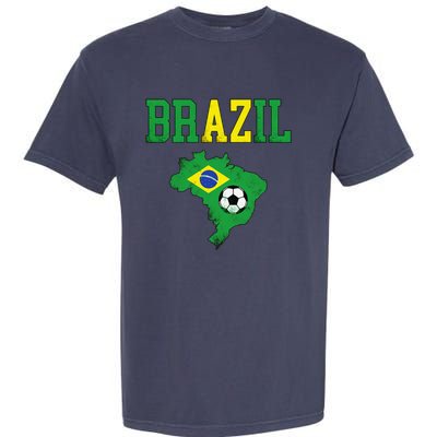 Brazil Flag Vintage Brazilian Soccer Fan Futebol Garment-Dyed Heavyweight T-Shirt