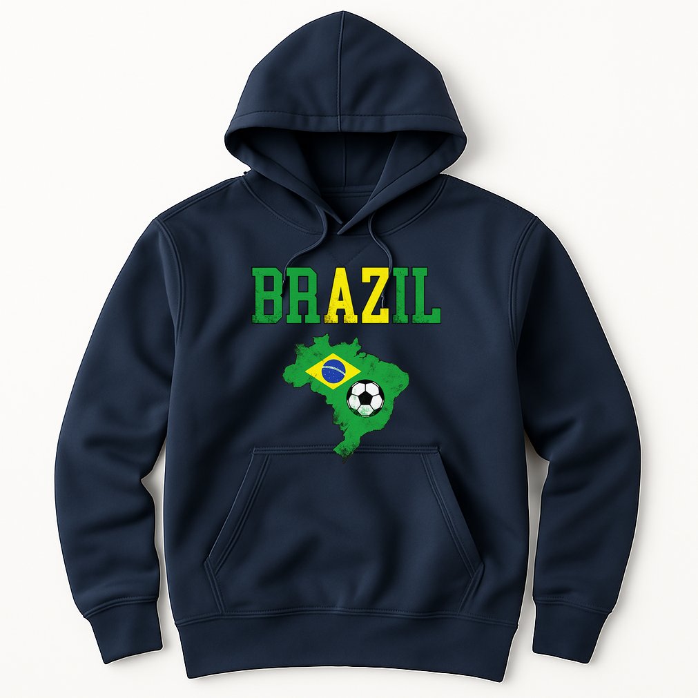 Brazil Flag Vintage Brazilian Soccer Fan Futebol Hoodie