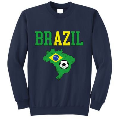 Brazil Flag Vintage Brazilian Soccer Fan Futebol Sweatshirt