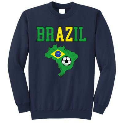 Brazil Flag Vintage Brazilian Soccer Fan Futebol Sweatshirt