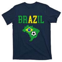 Brazil Flag Vintage Brazilian Soccer Fan Futebol T-Shirt