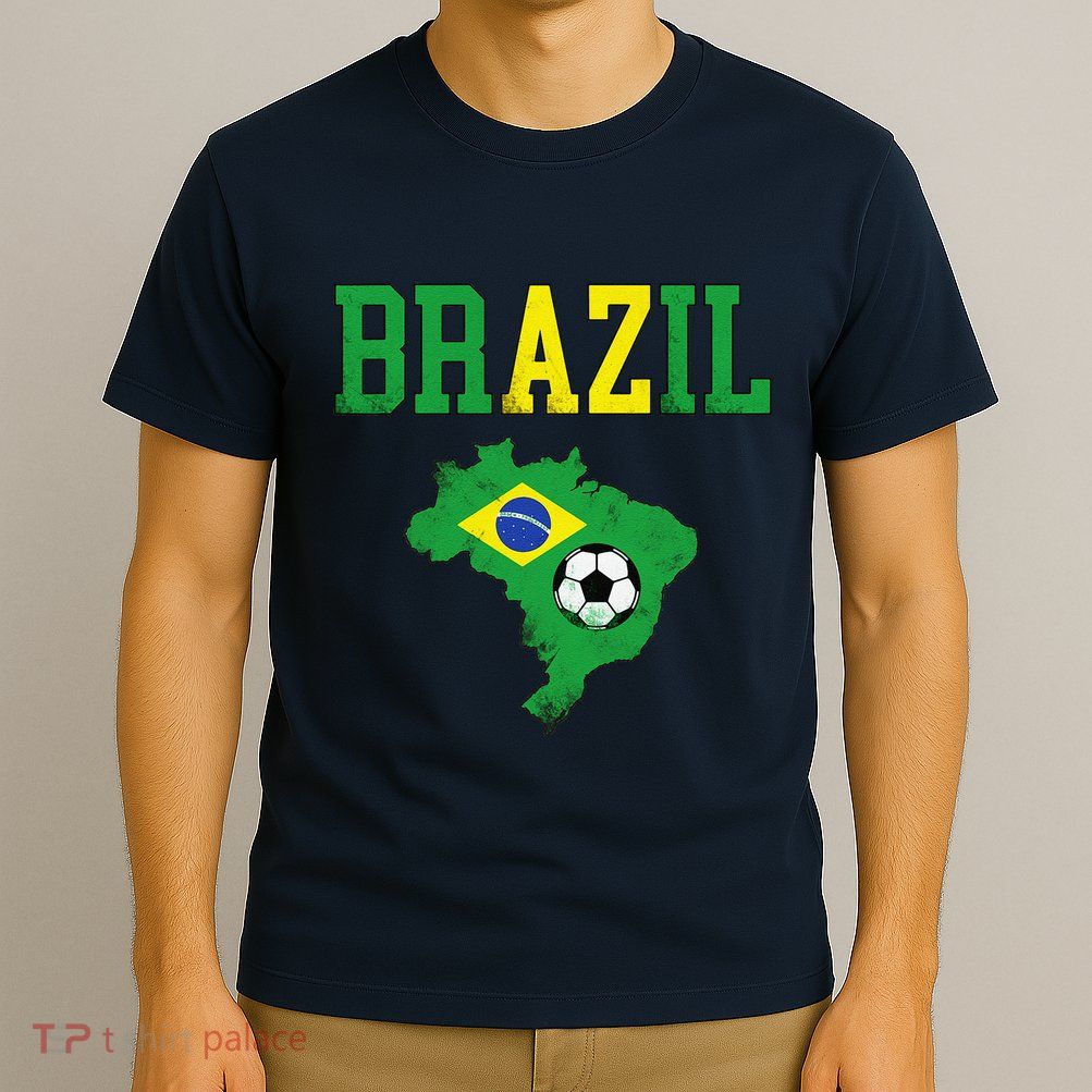 Brazil Flag Vintage Brazilian Soccer Fan Futebol T-Shirt