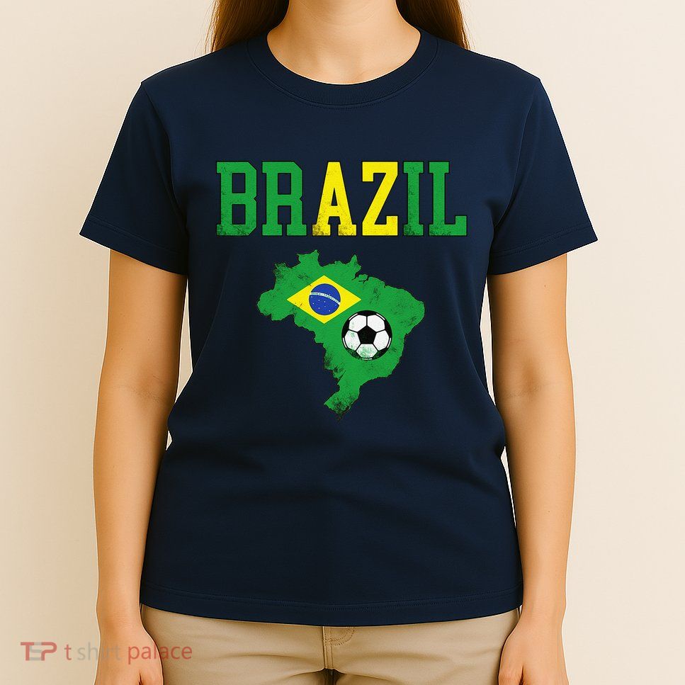 Brazil Flag Vintage Brazilian Soccer Fan Futebol T-Shirt