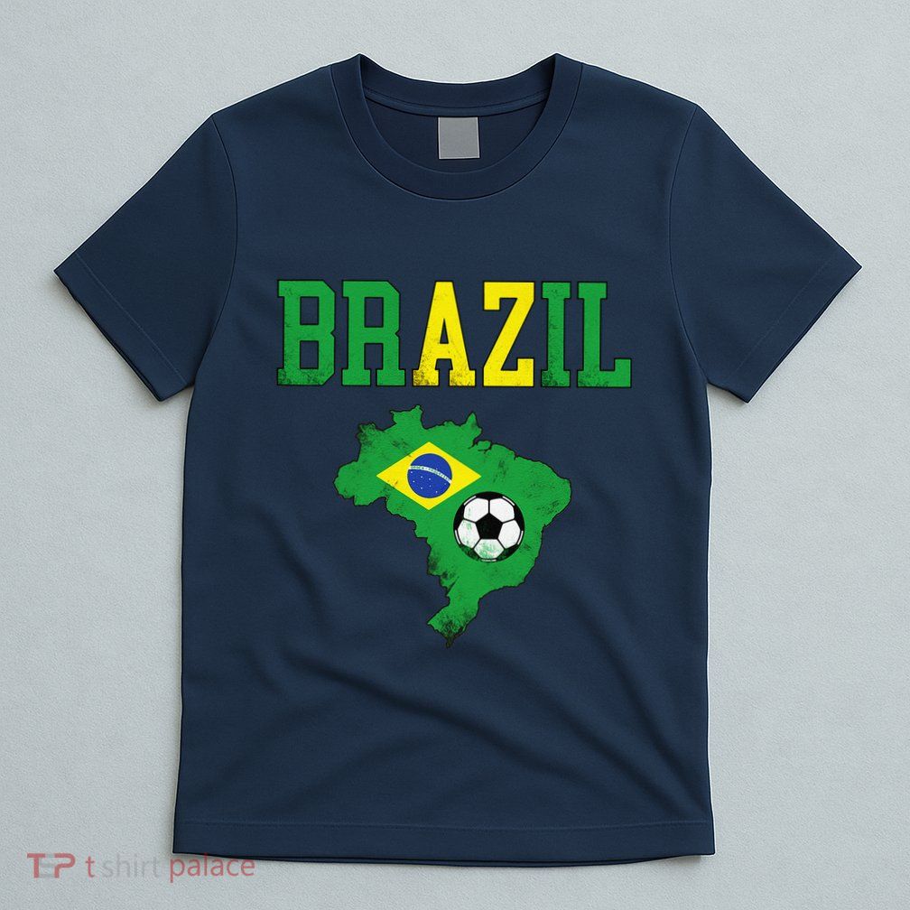 Brazil Flag Vintage Brazilian Soccer Fan Futebol T-Shirt