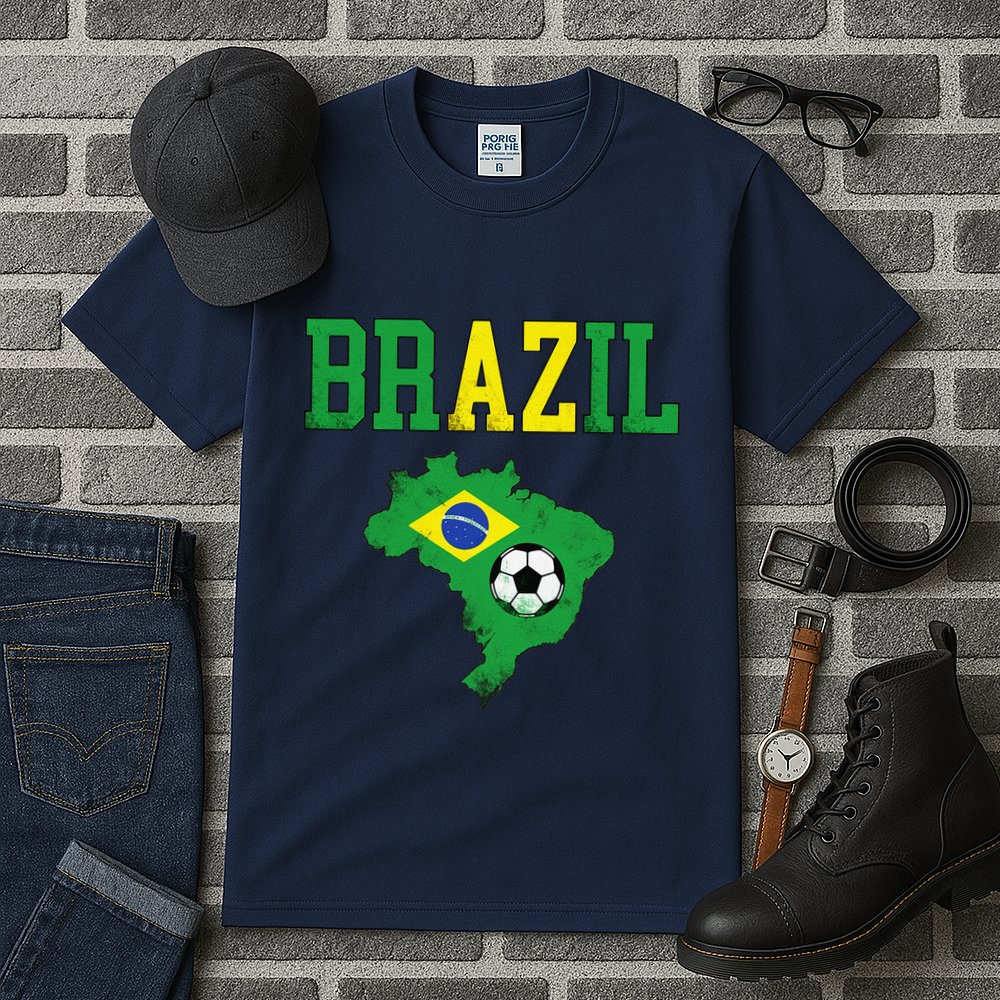 Brazil Flag Vintage Brazilian Soccer Fan Futebol Tall T-Shirt