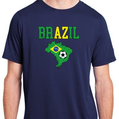 Brazil Flag Vintage Brazilian Soccer Fan Futebol Adult ChromaSoft Performance T-Shirt