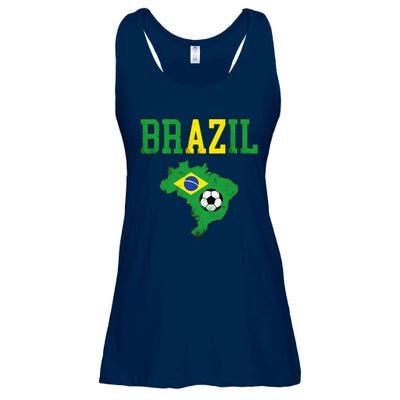 Brazil Flag Vintage Brazilian Soccer Fan Futebol Ladies Essential Flowy Tank