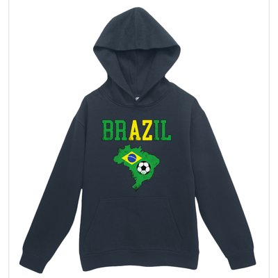 Brazil Flag Vintage Brazilian Soccer Fan Futebol Urban Pullover Hoodie