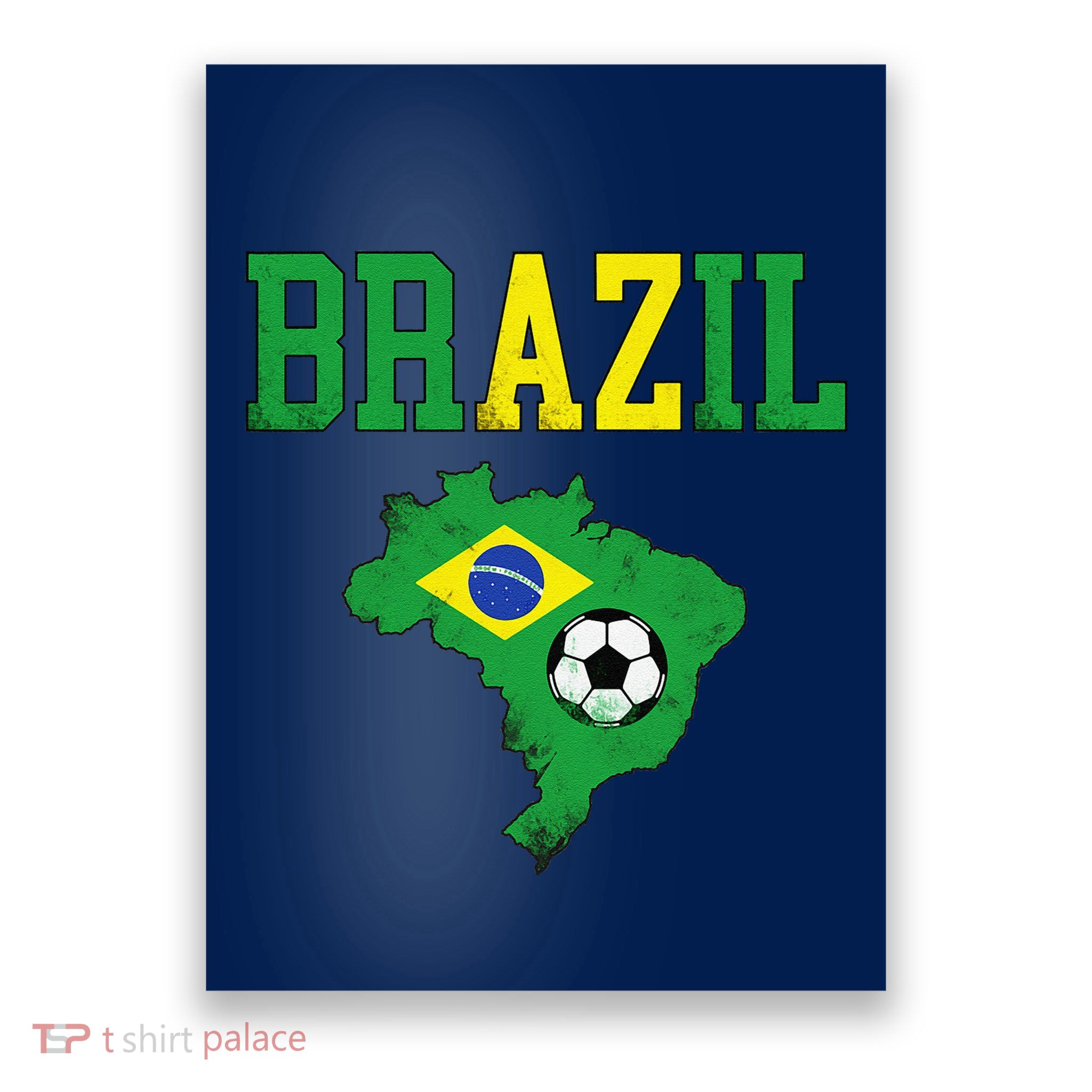Brazil Flag Vintage Brazilian Soccer Fan Futebol Poster