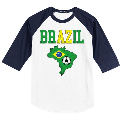 Brazil Flag Vintage Brazilian Soccer Fan Futebol Baseball Sleeve Shirt