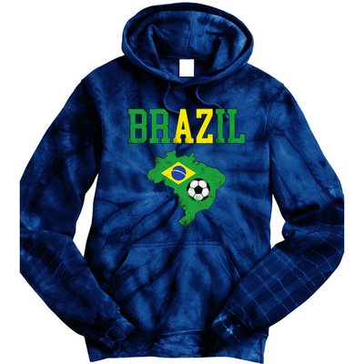 Brazil Flag Vintage Brazilian Soccer Fan Futebol Tie Dye Hoodie