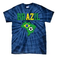 Brazil Flag Vintage Brazilian Soccer Fan Futebol Tie-Dye T-Shirt