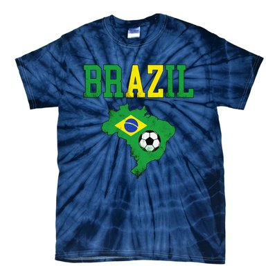 Brazil Flag Vintage Brazilian Soccer Fan Futebol Tie-Dye T-Shirt