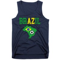 Brazil Flag Vintage Brazilian Soccer Fan Futebol Tank Top