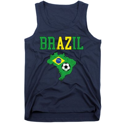 Brazil Flag Vintage Brazilian Soccer Fan Futebol Tank Top