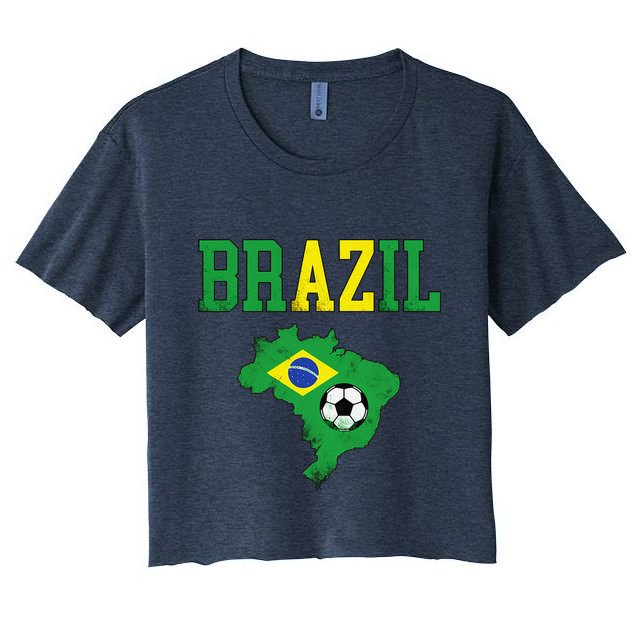 Brazil Flag Vintage Brazilian Soccer Fan Futebol Crop Top