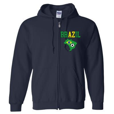 Brazil Flag Vintage Brazilian Soccer Fan Futebol Full Zip Hoodie