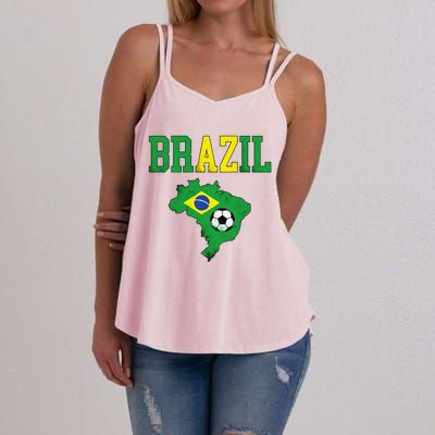 Brazil Flag Vintage Brazilian Soccer Fan Futebol Women's Strappy Tank