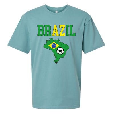 Brazil Flag Vintage Brazilian Soccer Fan Futebol Sueded Cloud Jersey T-Shirt