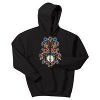 Banjo Flowers Vintage Stringed Bluegrass Folk Floral Design Kids Hoodie