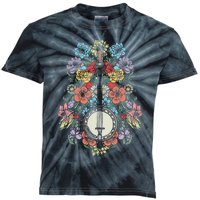 Banjo Flowers Vintage Stringed Bluegrass Folk Floral Design Kids Tie-Dye T-Shirt