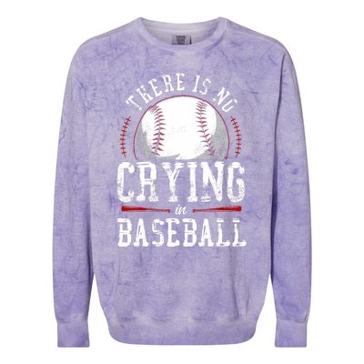 Baseball Fan Vintage There Is No Crying In Baseball Colorblast Crewneck Sweatshirt