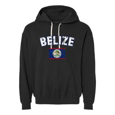 Belize Flag Vintage Belize Garment-Dyed Fleece Hoodie