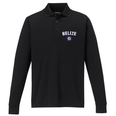 Belize Flag Vintage Belize Performance Long Sleeve Polo