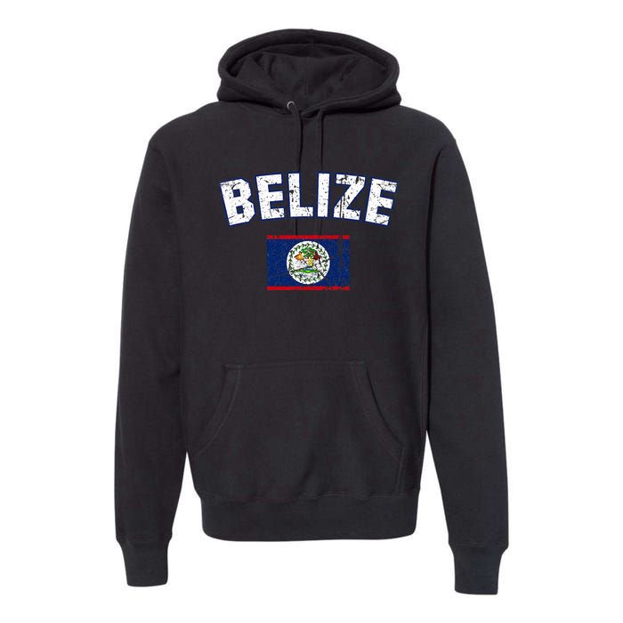 Belize Flag Vintage Belize Premium Hoodie