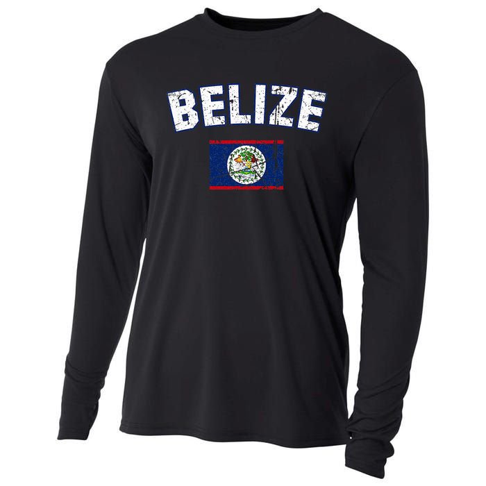 Belize Flag Vintage Belize Cooling Performance Long Sleeve Crew