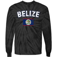 Belize Flag Vintage Belize Tie-Dye Long Sleeve Shirt