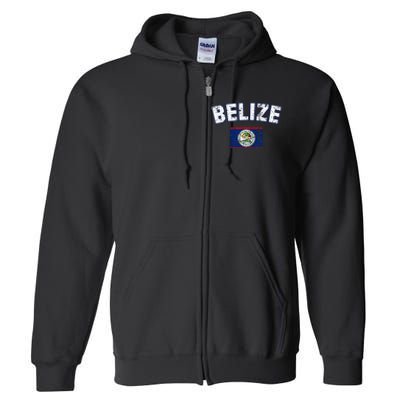 Belize Flag Vintage Belize Full Zip Hoodie