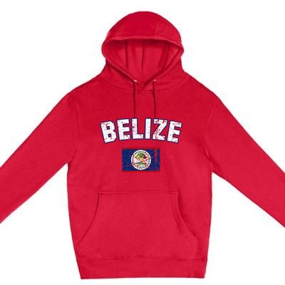 Belize Flag Vintage Belize Premium Pullover Hoodie