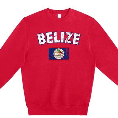 Belize Flag Vintage Belize Premium Crewneck Sweatshirt