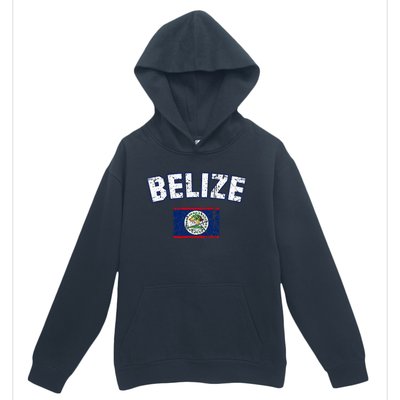 Belize Flag Vintage Belize Urban Pullover Hoodie