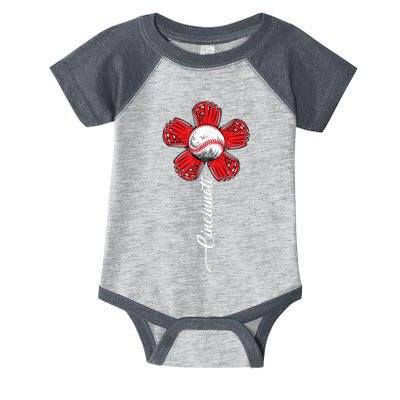 Baseball Flower Vintage Baseball Fans Infant Baby Jersey Bodysuit